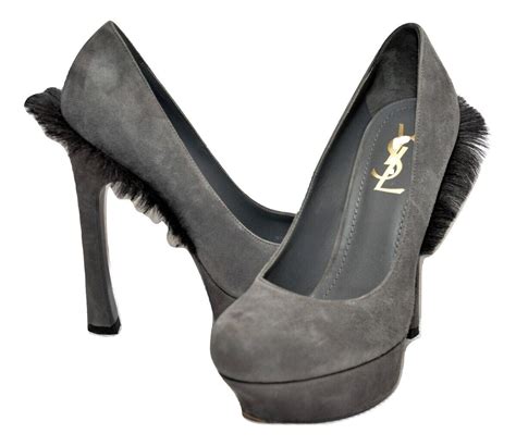 YSL Yves Saint Laurent Palais Mohawk Goat Fur Suede Platform .